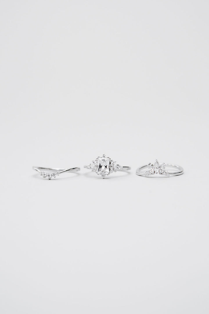 Emelia Ring Set - Clear  (Demi-Fine)